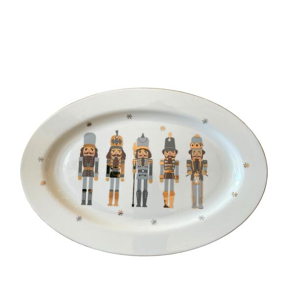 Christmas Nutcracker Soldier Serving Platter Tray 10x14 Oval Holiday New - Picture 7 of 10